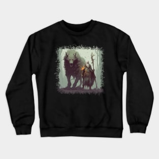 Enigmatic Guardians: Spirit Wolf and Master Crewneck Sweatshirt